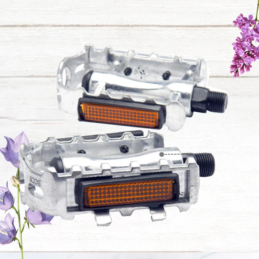 1 Pair of Aluminum Alloy Mountain Pedal with Anti-slip Spike Pedal Accessory (Silver) platform pedal