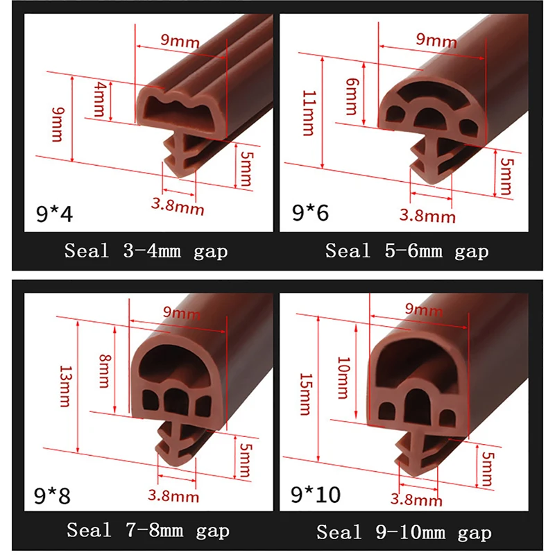 5M Wooden Door Sealing Strip Slot Type Porous Silicone Bedroom Door frame Door Seam Windproof Soundproof Adhesive Strip