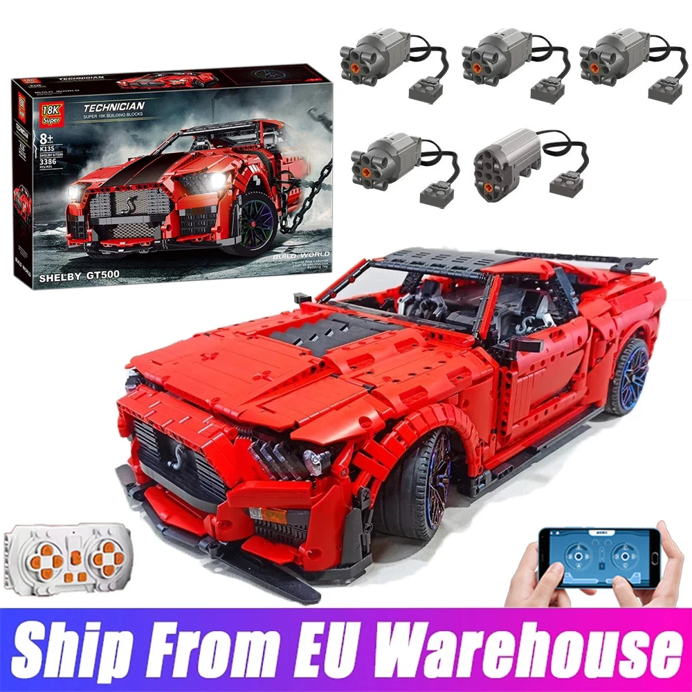 K135 Shelby GT500 Model 1:8 Super Sports Fast Racing Car Technical Mustang Vehicle Building Blocks Bricks Toys Children Gifts