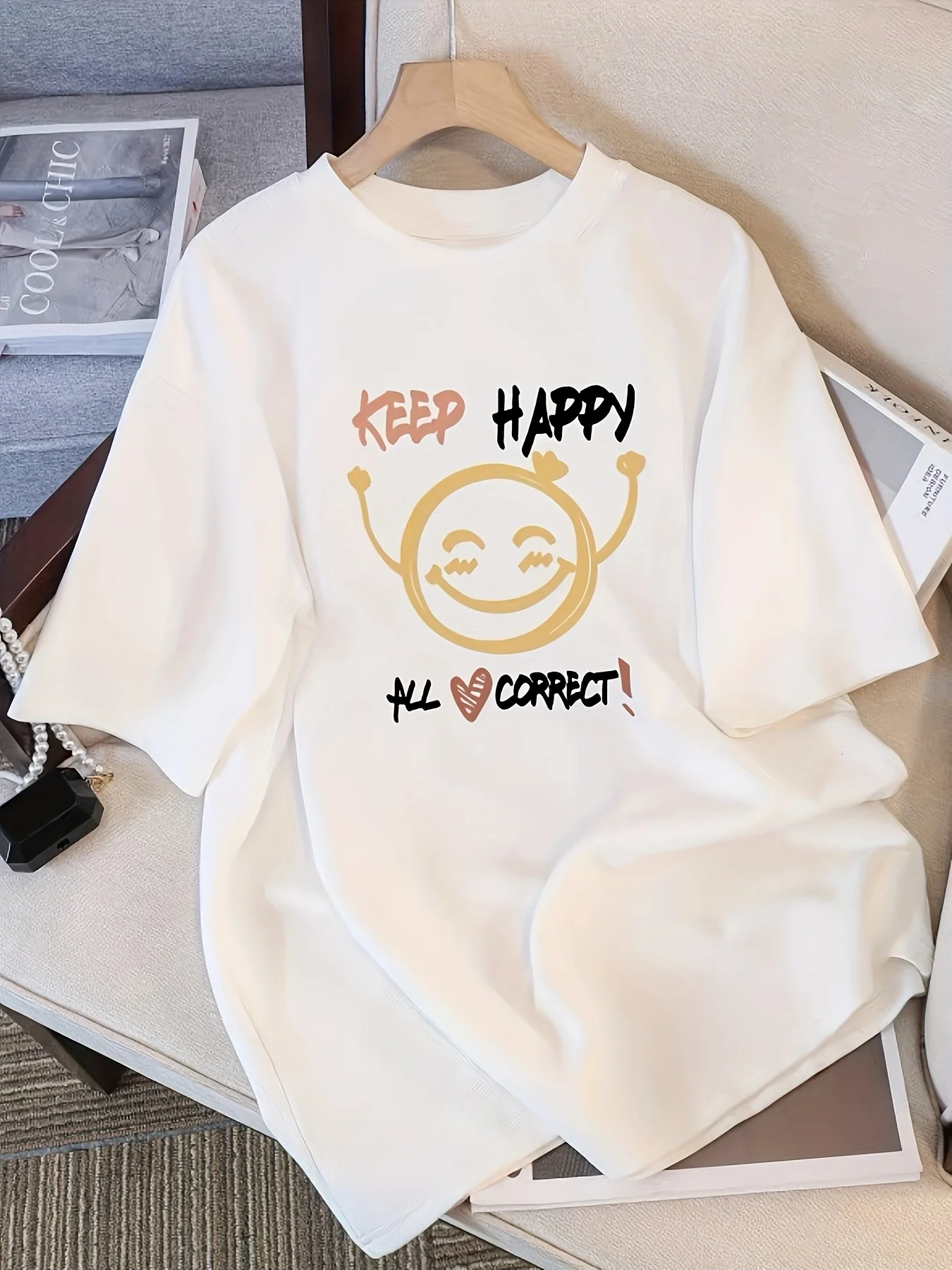 T-shirt met bloemenprint Zacht ademend Casual Comfortabel Oversized Leuk patroon Anime-stijl Unisex Streetwear Top Zomerkleding