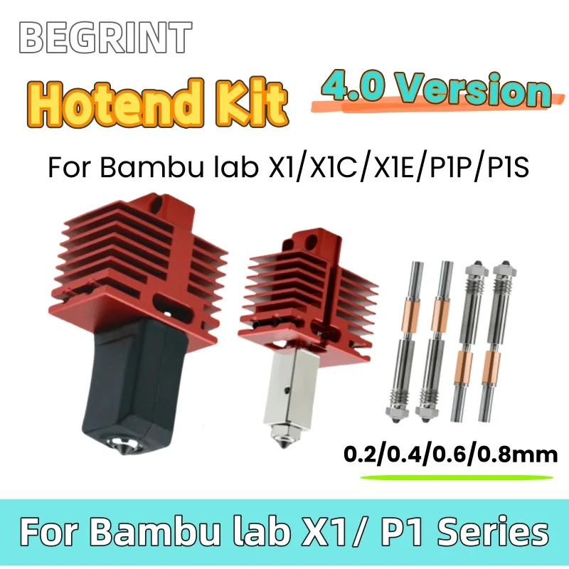 

Новая горячая головка для Bambu Lab P1P X1C P1S X1 X1E V4.0, обновление горячей печатающей головки, детали 3D-печати для bambulab 4,0, обновление Hotend