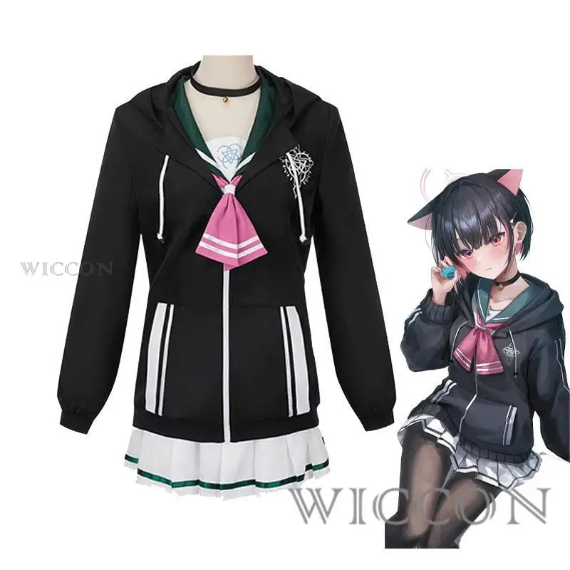 Anime Blauw Archief Kazusa Jas Cosplay Pruik Matroos Kostuum Pak Spel Kleding Voor Vrouwen En Meisjes