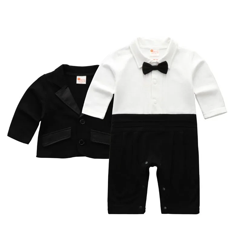 Gentleman Boss Baby Clothes Set    New Born for Boys Birthday Formal Wedding Party Toddler Romper Bodysuit with Coat