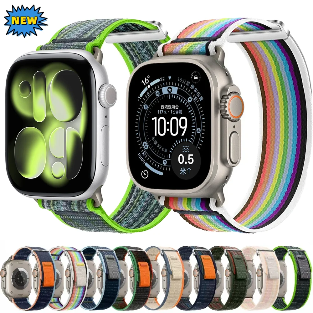 Sport Nylon Schlaufenarmband für Apple Watch 11 10 42mm 46mm Ultra 3 2 1 49mm Band 9 8 7 45mm 41mm Armband iWatch 6 5 4 SE3 44mm 40mm