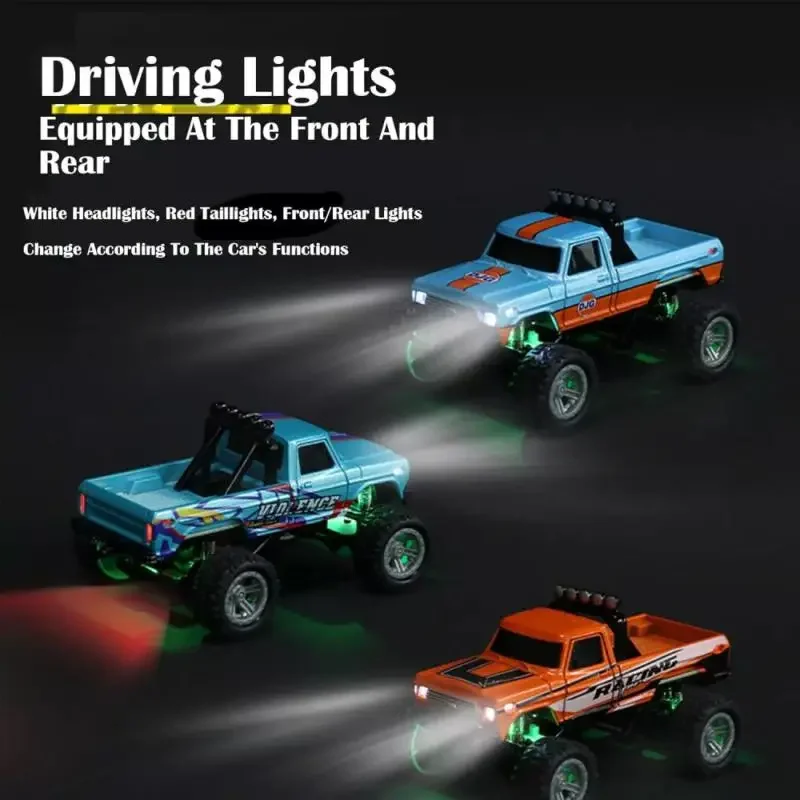 1:64 Speed Mini รีโมทคอนโทรลรถโลหะผสม Off-Road โช้คอัพรถปีนเขา Cool Light โช้คอัพของเล่นเด็ก xmas ของขวัญ