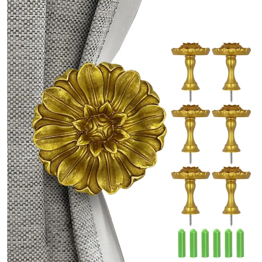 

Держатели для штор, золотые винтажные держатели для штор, настенные подхваты для штор, классические и практичные настенные крючки для штор, Win