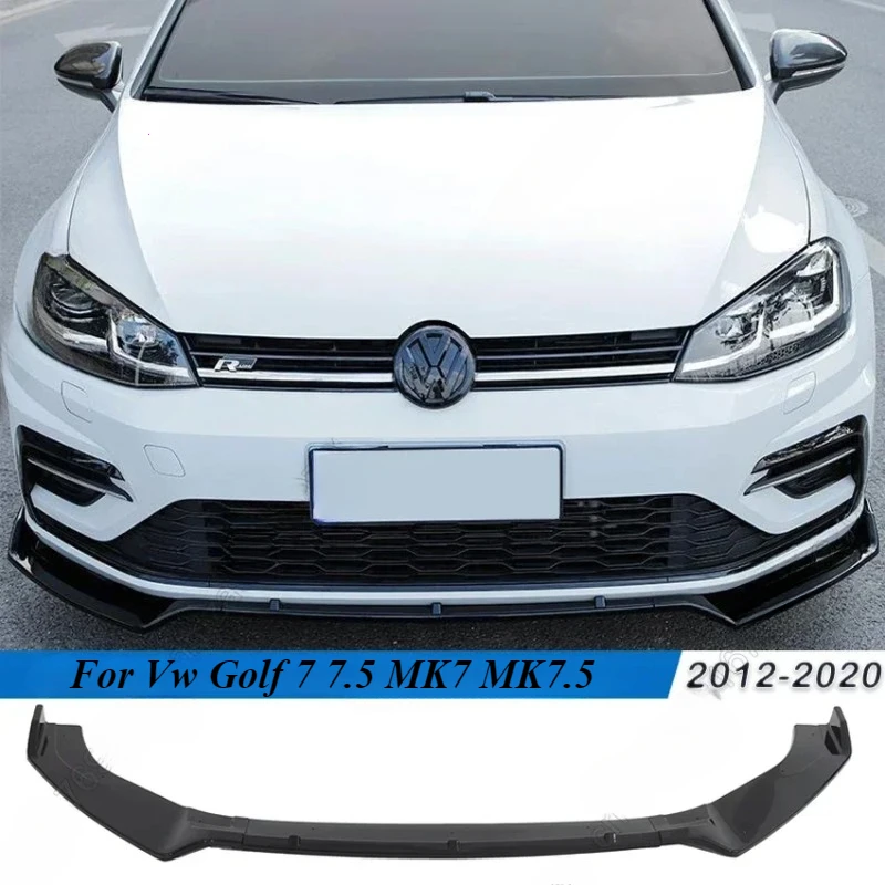 

For VW Golf 7 7.5 MK7 MK7.5 GTI GTD R R-Line 2012-2020 Car Front Bumper Splitter Lip Spoiler Body Kit For Volkswagen Gloss Black