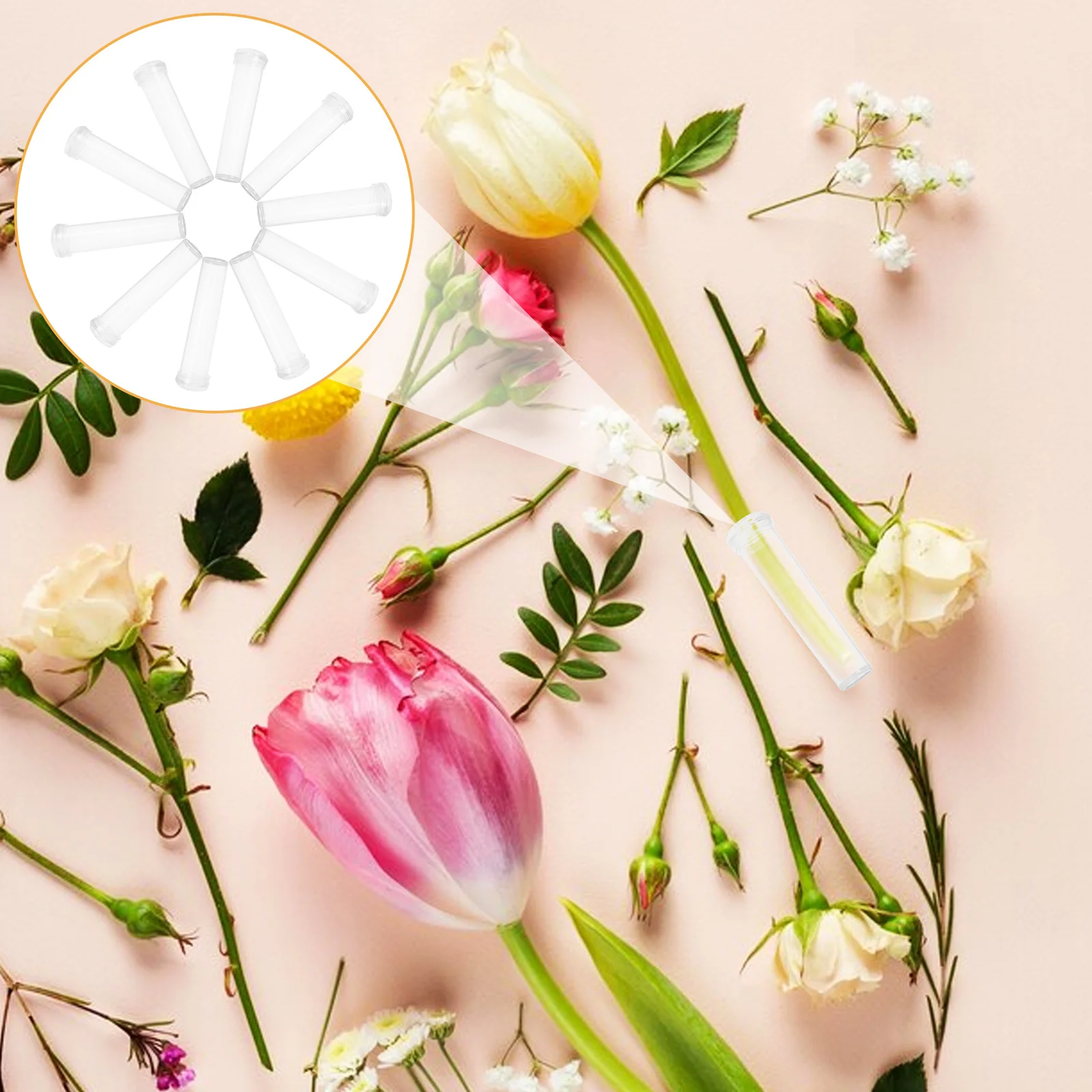 

100Pcs Nutrition Tube for Flowers Premium Quality Plastic Flower Storage Tube Maintain Freshness Portable Compact Design