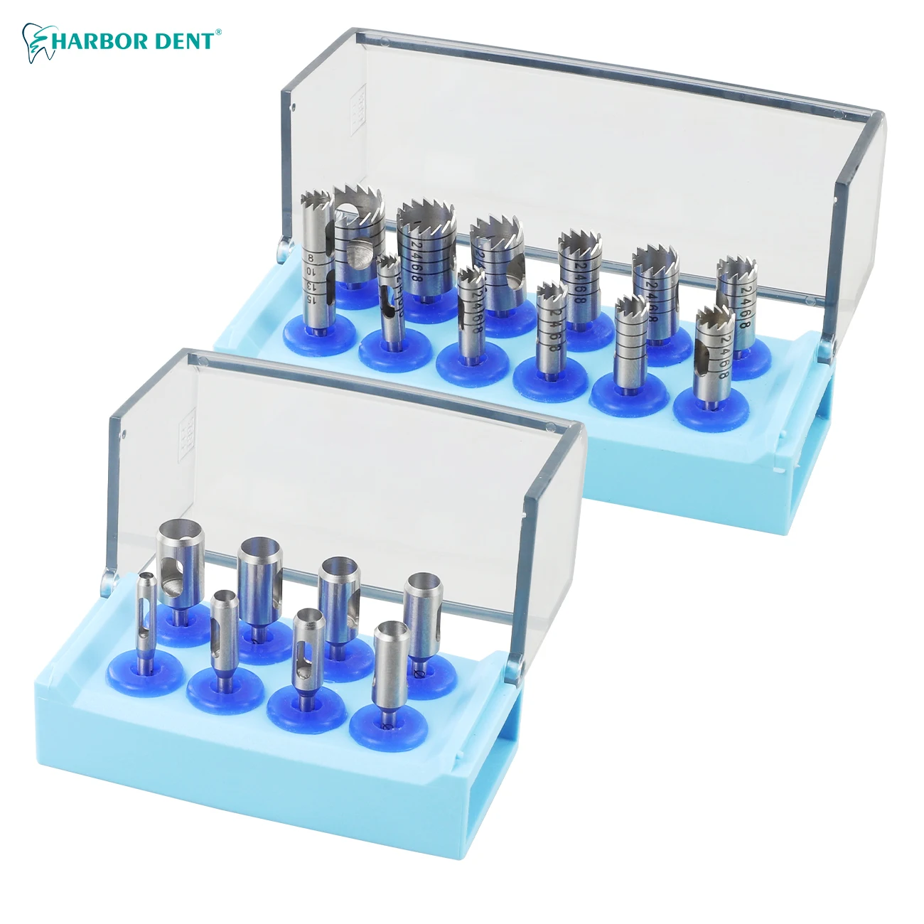 8/12pcs Dental Implant Bone Trephine With Bur Disinfection Holder For Handpiece Surgical Instrument Implant Drill