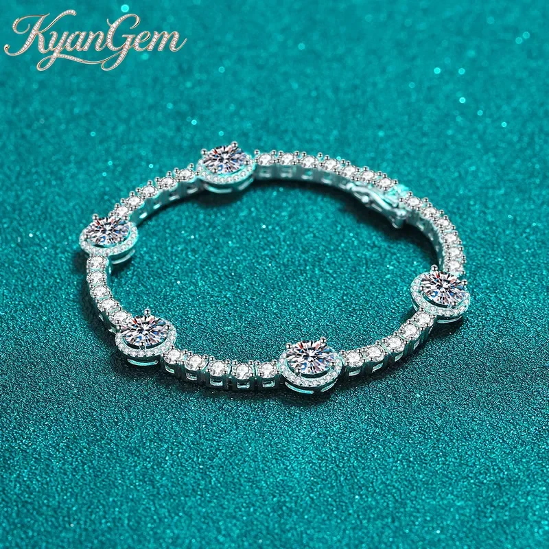 KyanGem 18K Gold Inlaid Bracelet Women's Inlaid Moissanite Buckle Bracelet Jewelry Light Luxury Diamond Fashion Jewelry Gift