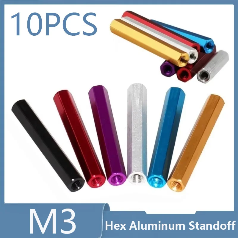 10Pcs M3 Hex Hexagon Aluminum Alloy Anodised Female Threaded Standoff Spacers Nuts Length 6/8/10/12/15/20/25/30~60mm