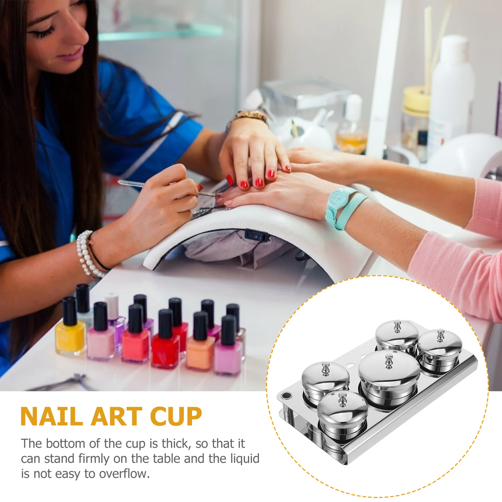 1 مجموعة الفولاذ المقاوم للصدأ مانيكير كوب صغير مسمار الفن فرشاة قلم غسل كوب مانيكير مسحوق الحاويات مسمار الفن عقد جرة