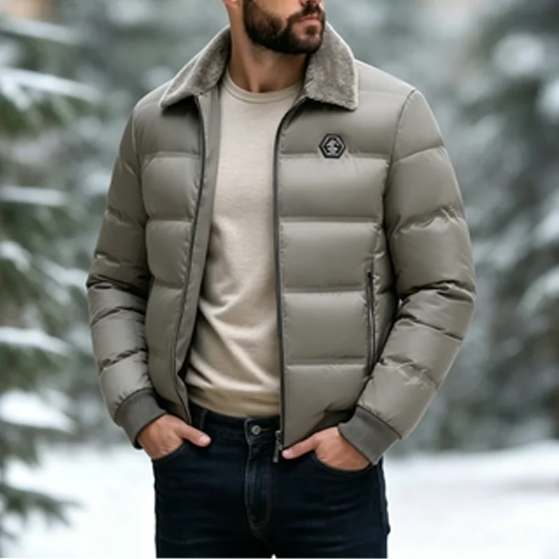 2026 winter men's down cotton jacket men turned-down collar Parka thickened warmth unisex trendy outerwear youth versatile coat