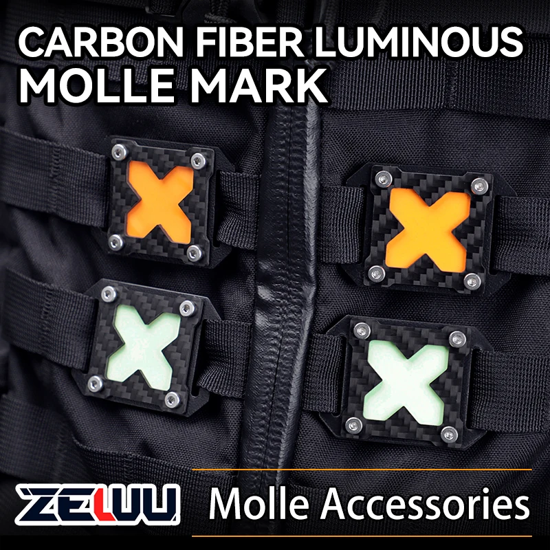 Carbon Fiber Luminous Molle Mark Glow-in-the-dark Morale Badge Functional Outdoor Molle Accessories Cyber Decoration DIY