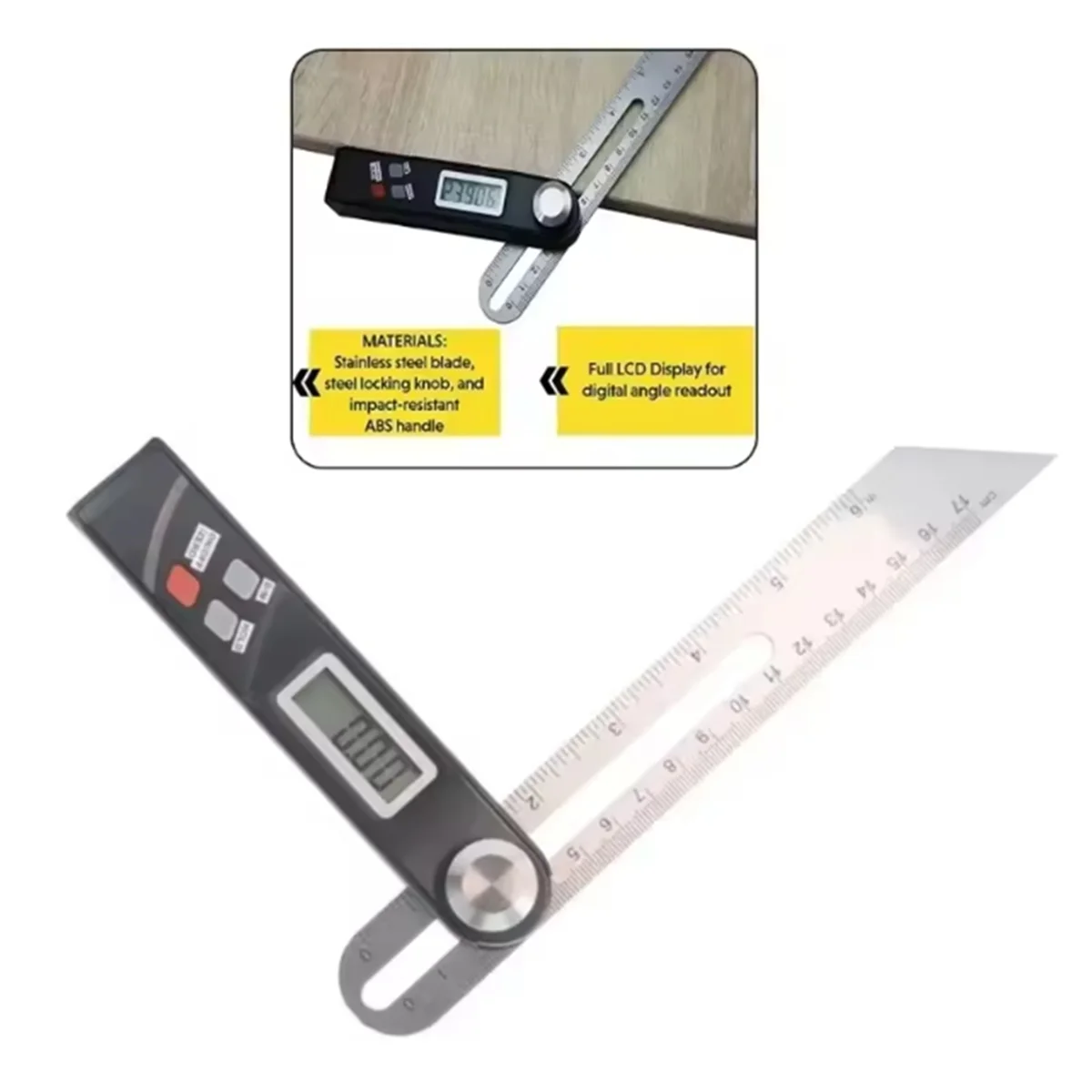 ABNJ Stainless Steel Digital Protractor Gauge 360 Degree Electronic Level Digital Angle Finder Protractor Measuring Tool