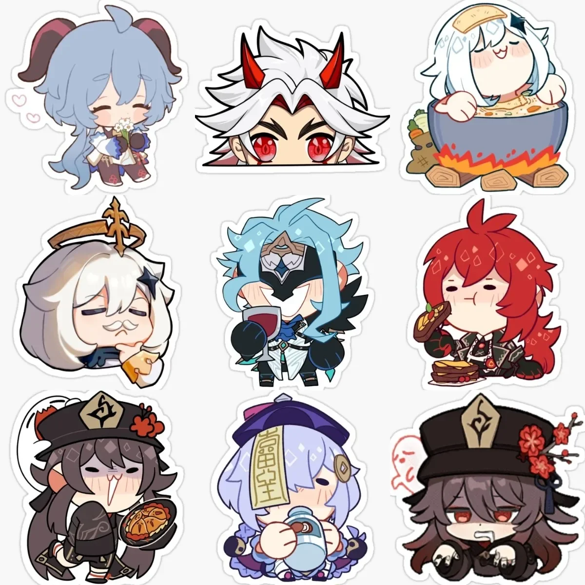 

Genshin Impact Hutao Paimon Cute PVC Sticker Assecories for Motorcycle Truck Camper Car Table Wall Fridge Off-road Room Decal