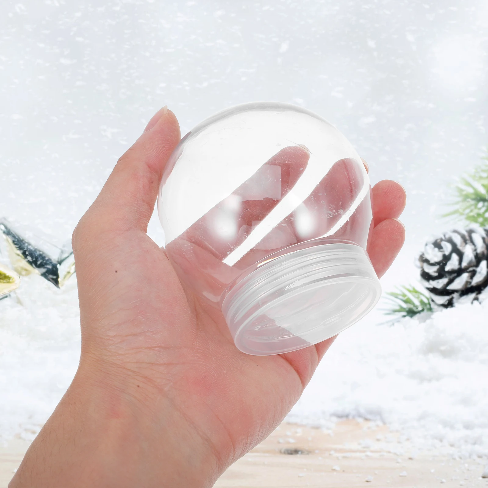 

12 Pcs Candy Bottle Snow Globe Transparent Christmas Globes Wrapping Packing Clear Container with Lid Diy Aldult