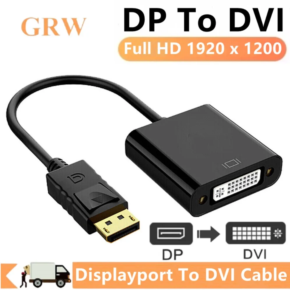 DisplayPort to DVI Cable Converter HD 1080p Male to Female Display Port DP to DVI Adapter For PC Laptop HDTV Monitor Projector