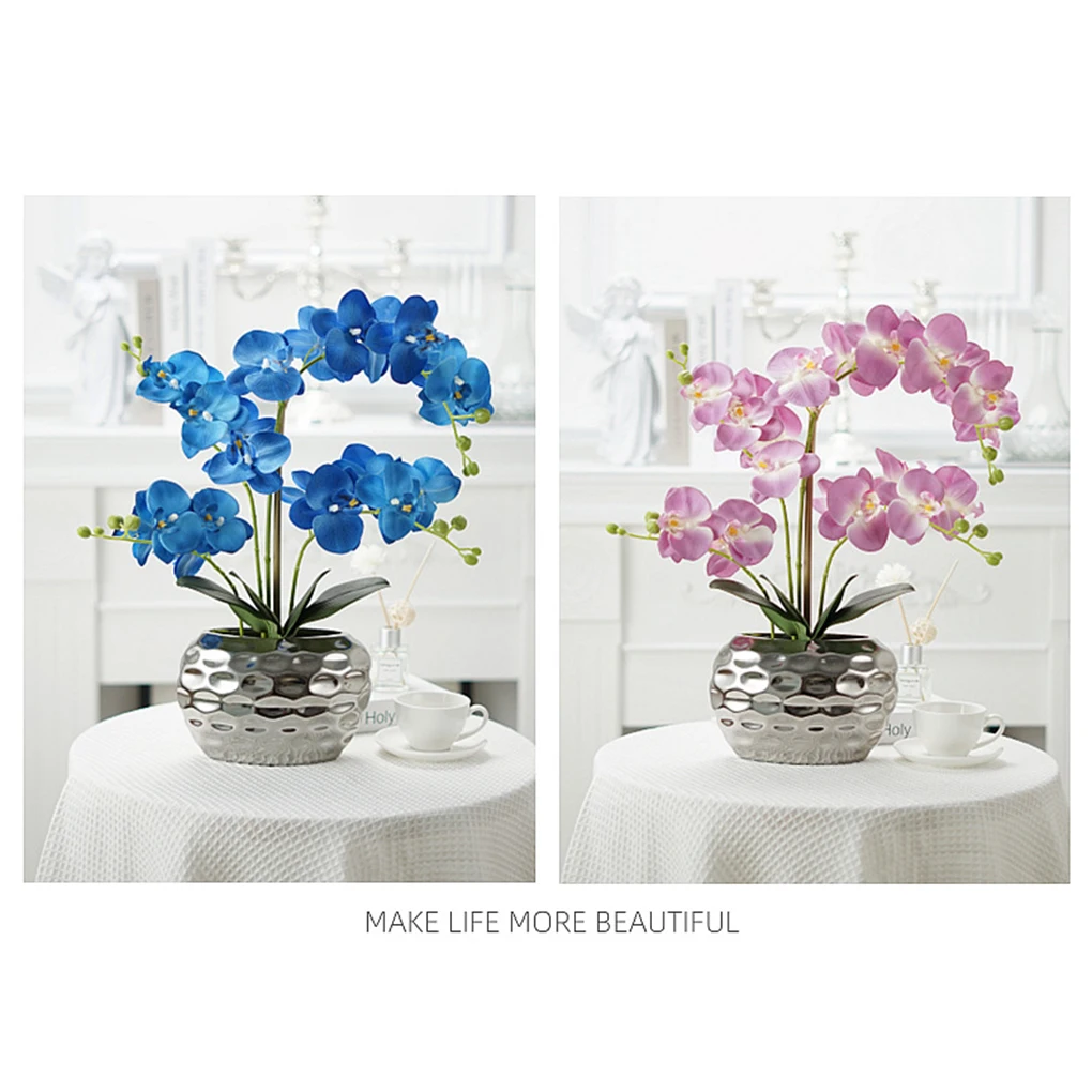 

Elegant Faux Orchid - Realistic Appearance Long-lasting Durability Low Maintenance Fake Flower blue