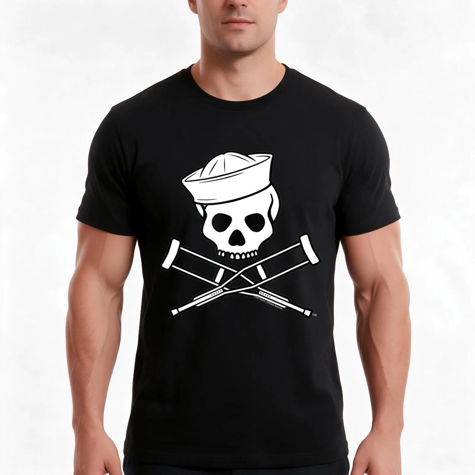MTV Music Television Sailor Jackass Logo T-Shirt, Summer Casual Cotton Tee, Oversized Streetwear Tops, Vintage Graphic Print