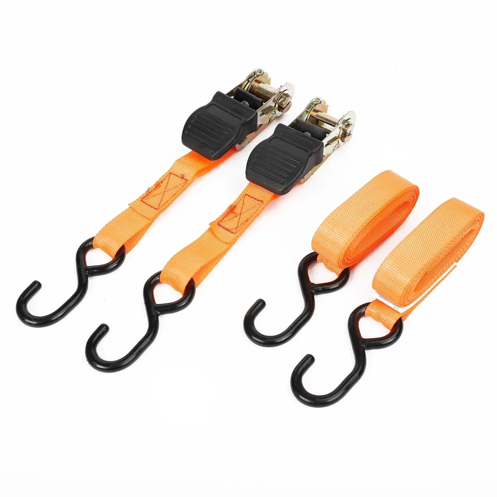 Ratchet Tie Down Straps 1 Inch X 12 Feet 400 Pound Capacity 2 Pack with Corrosion Resistant Hooks Adjustable Trailers Boats Cars