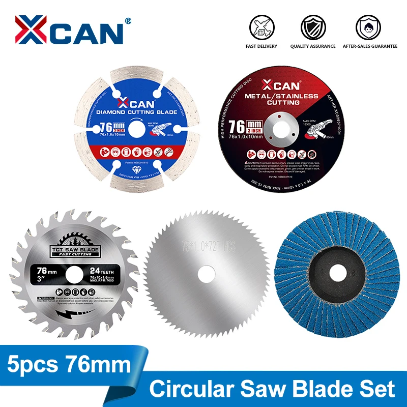 xcan-5-pecas-disco-de-serra-circular-de-76-mm-disco-de-corte-para-esmerilhadeira-angular-ferramentas-de-corte-e-lixamento-para-madeira-e-metal-acessorio