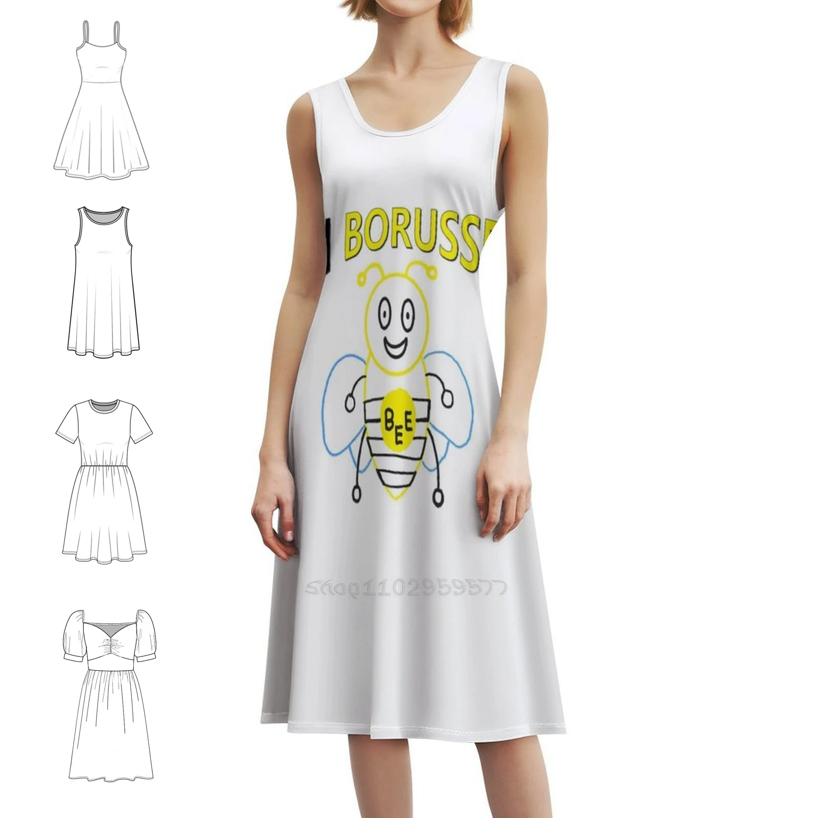 فستان Dei Borussen النسائي الهيب هوب ملابس الشارع الشهير جرافيك طباعة ملابس الحفلات ملابس النادي لكرة القدم ألمانيا الألماني Liga الملابس النسائية #1