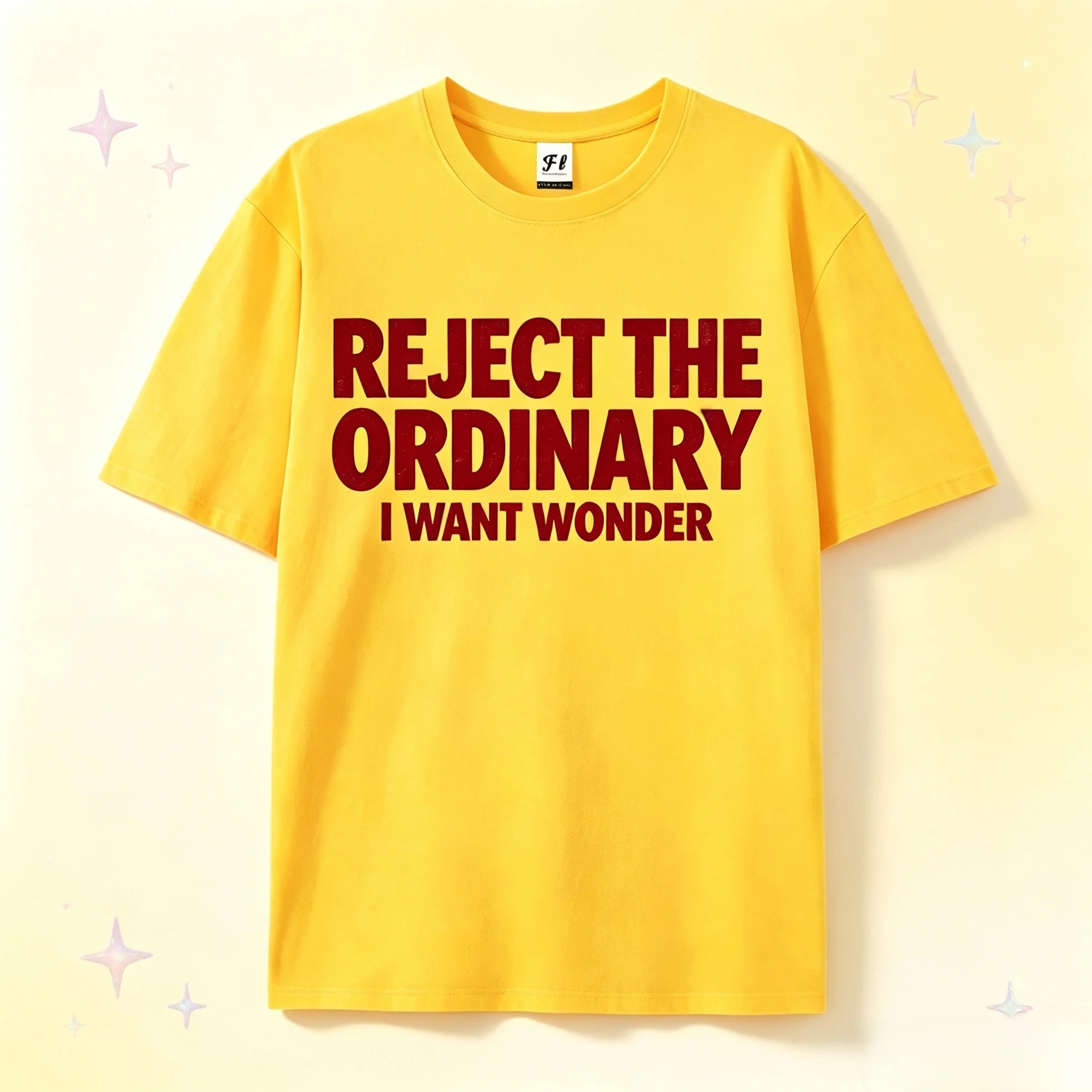 Unisex Summer Graphic T-Shirt 'Reject the Ordinary I Want Wonder' Letter Print Short Sleeve Loose Fit Casual Streetwear Tee