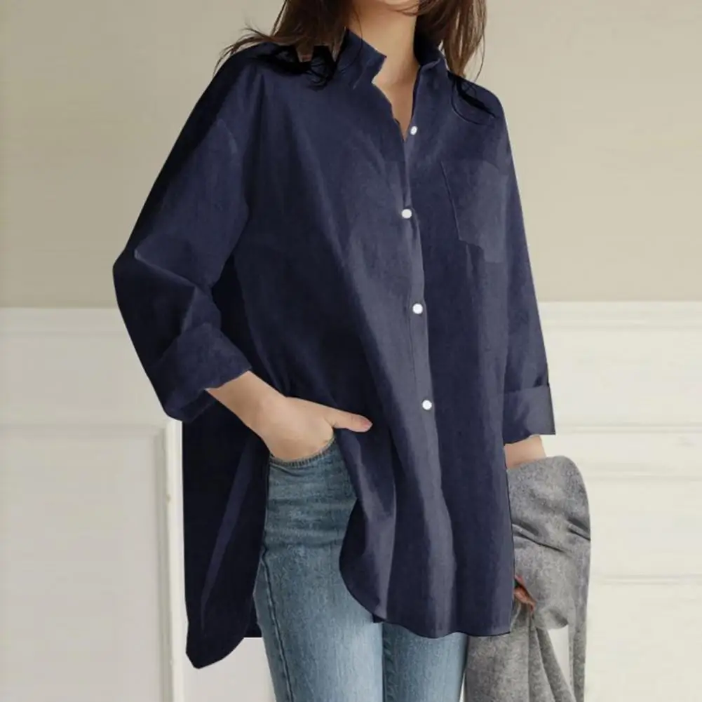 Spring Autumn Women Shirts Solid Casual Blouses Female Tops Loose Korean Style Blusas Long Sleeve Turn-Down Collar Shirt