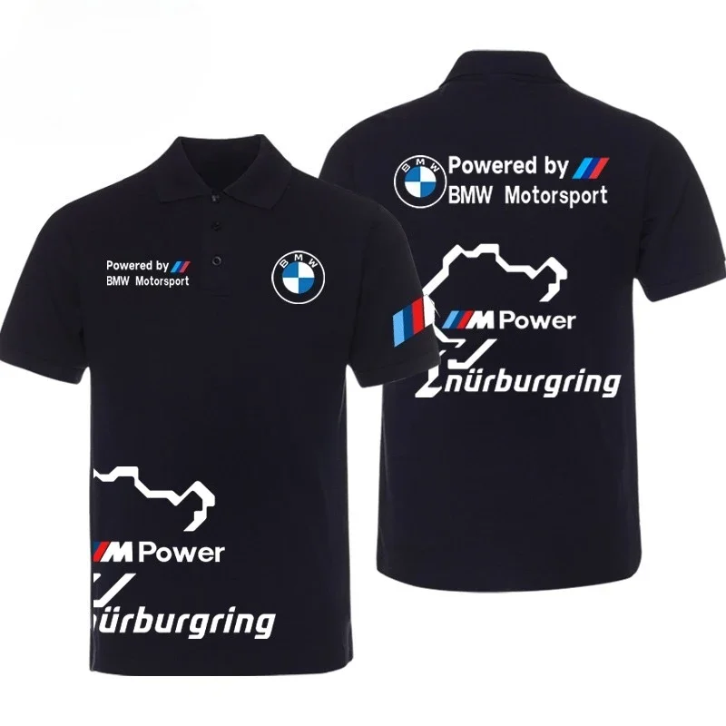 Camiseta de Manga Corta con Solapa BMW 2025 para Hombre, Camiseta Polo con Estampado de Cultura Automotriz BMW Modificada para Amantes de los Coches, Unisex