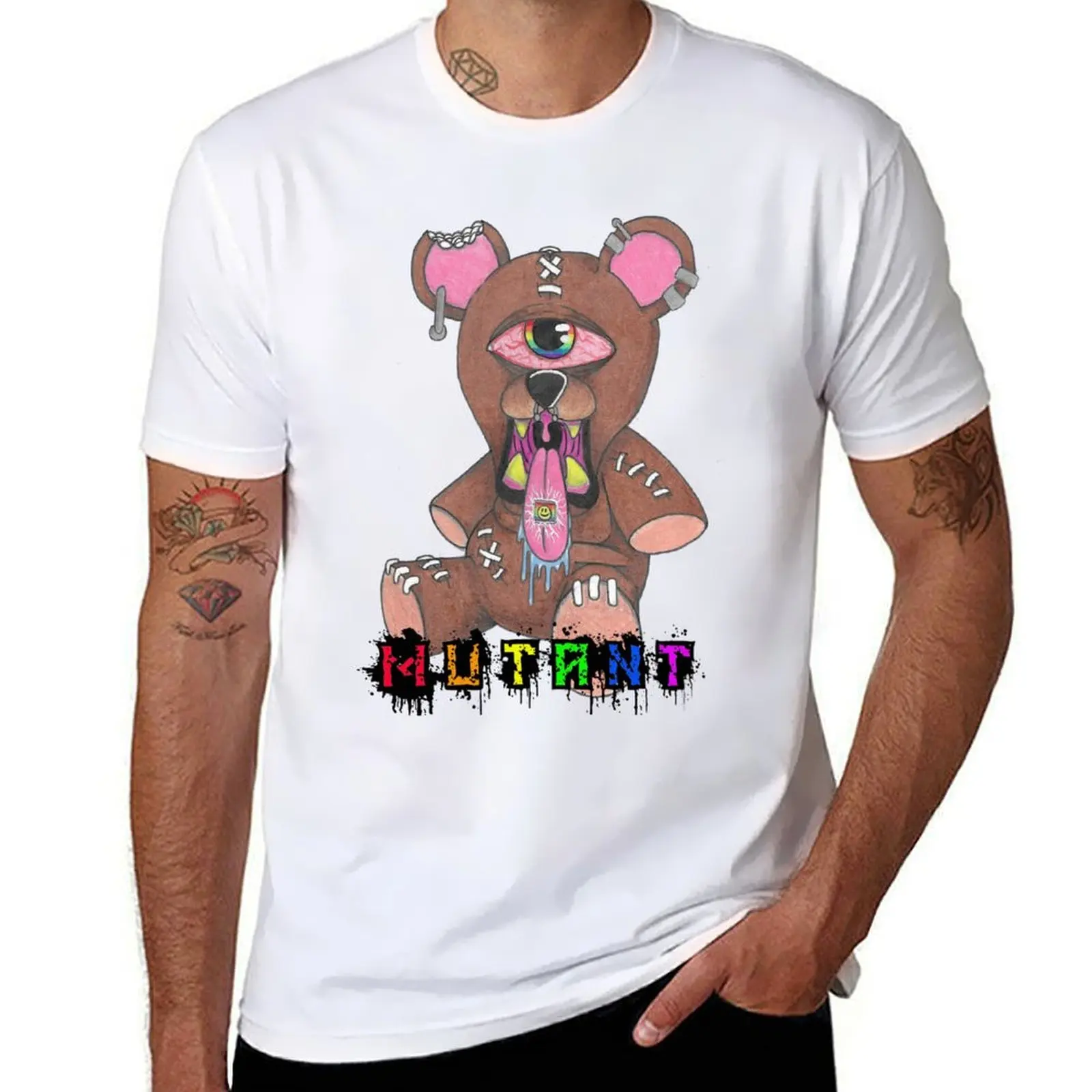 

trippy bear T-Shirt Funny t-shirt cute clothes Funny t-shirts Clothing Men's cotton t-shirt