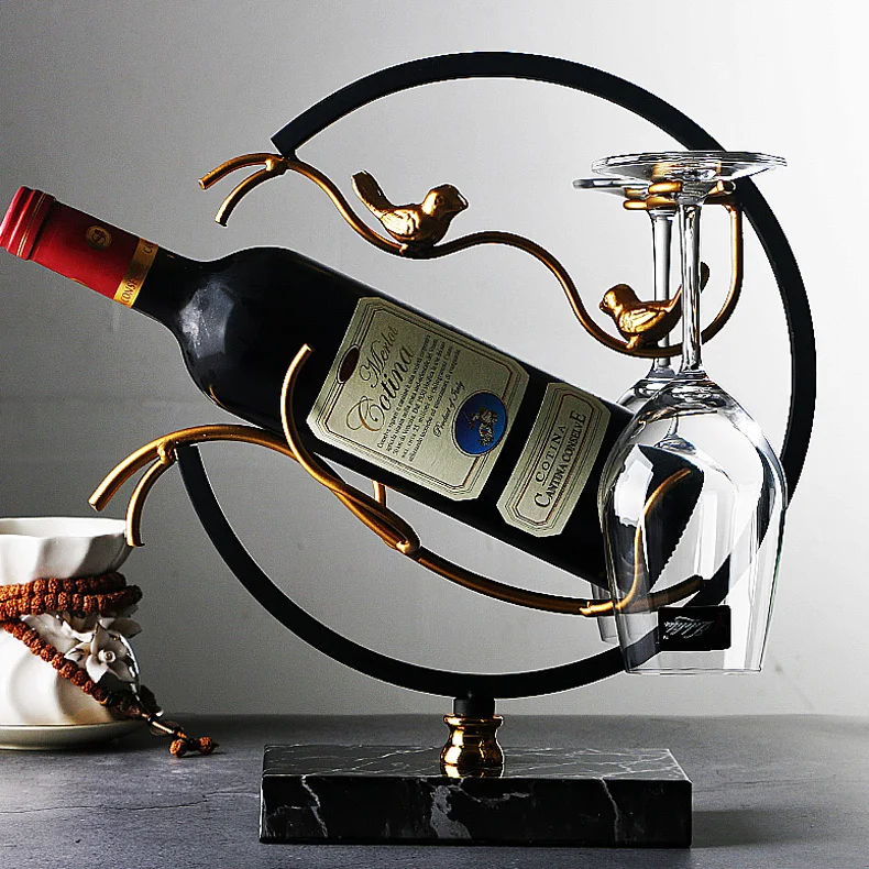 

Modern new Chinese red wine rack ornament hanging goblet red wine glass household rack hanging upside down wine rack set