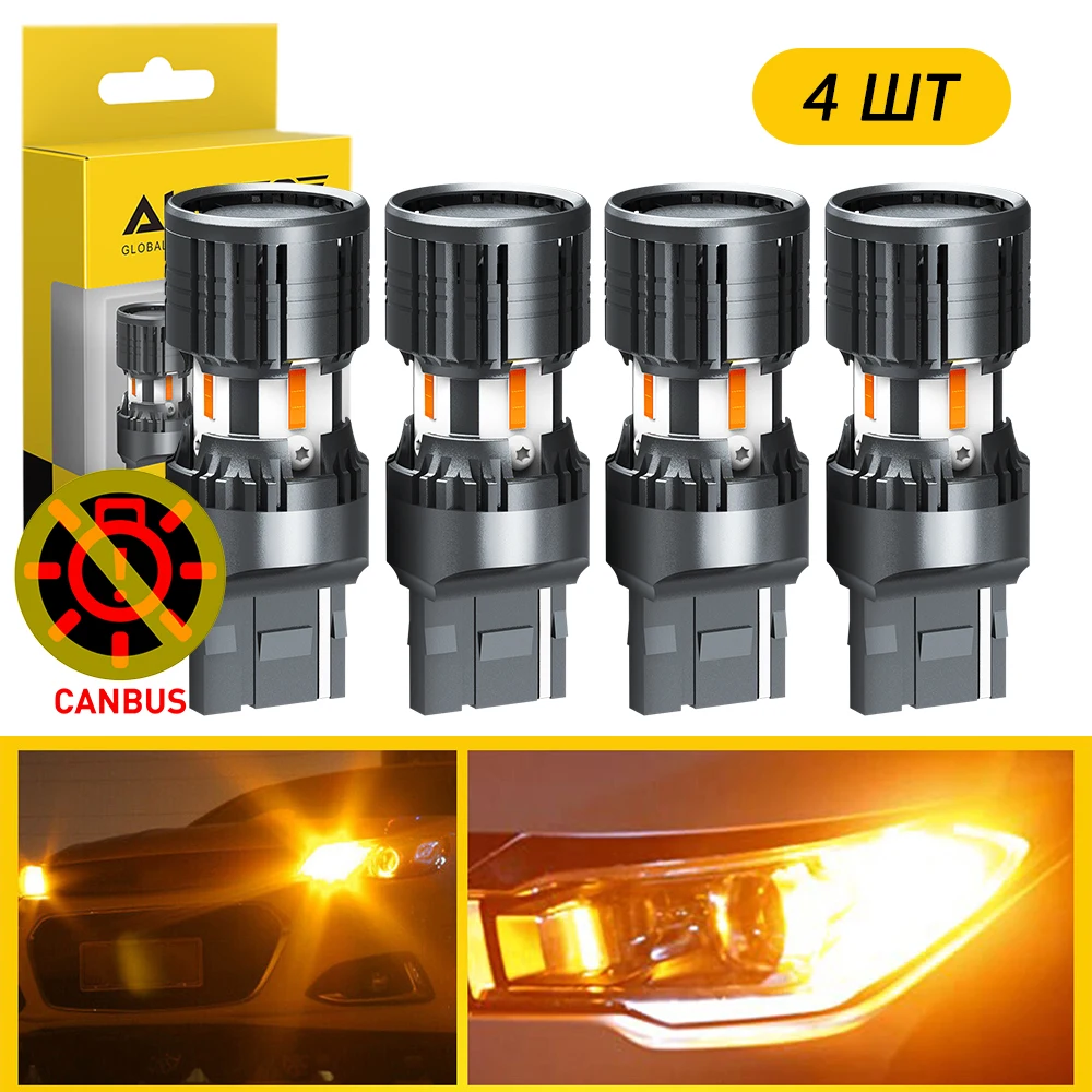 

4/2Pcs 4KP8 WY21W W21W 7440 T20 Turn Signal LED 2200K Amber 12V Turbo Canbus Error Free Indicator Light No Hyper Flash 1800LM