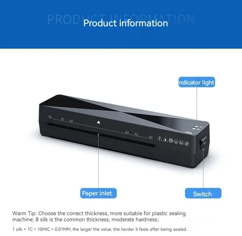 A4 Professional Thermal Office Hot and Cold Laminator Machine for Document Photo Blister Packaging Plastic Film Roll Laminator