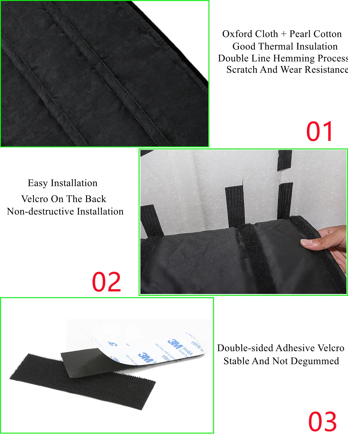 Car Rear Window Roof Hardtop Heat Insulation Cotton Pad Kit for Jeep Wrangler JK 4-Door 2007 2008 2009 2010 Interior Accessories