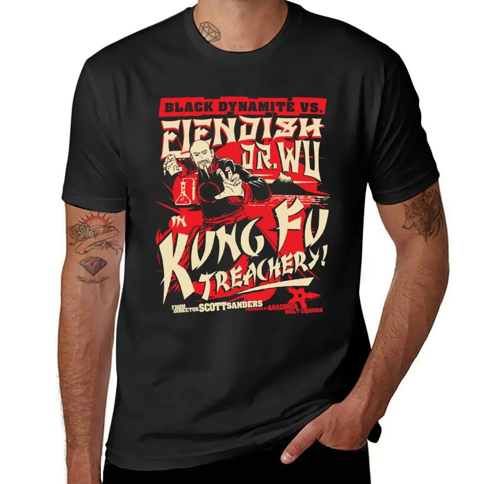 

Black Dynamite vs. Fiendish Dr. Wu T-Shirt tops plus size tops sports fans vintage men t shirt