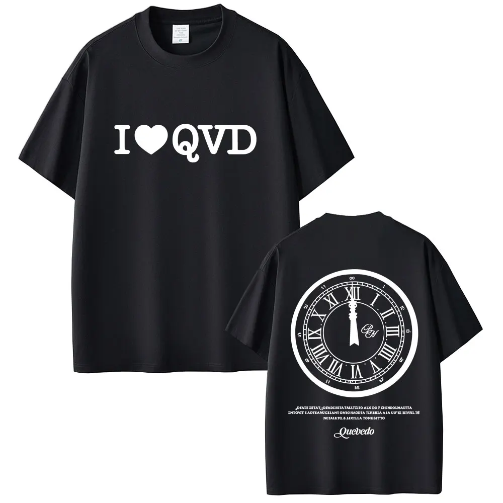 

I Love Quevedo Buenas Noches Graphic T-shirt Men Women Hip Hop Fashion Pop Music T-shirts Men's Casual Vintage Oversized T Shirt