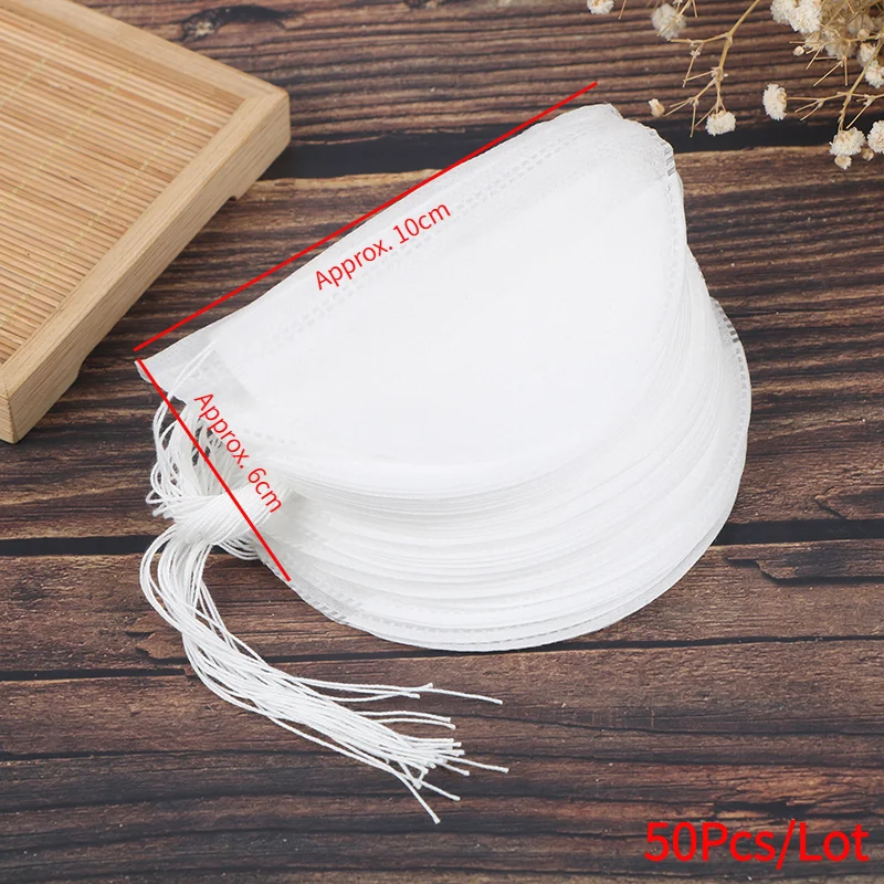 50Pcs/Lot Boat Shape Empty Tea Bags Portable Empty Scented Drawstring Pouch Bag 6*10CM Seal Filter Cook Herb Spice Loose Coffee.
