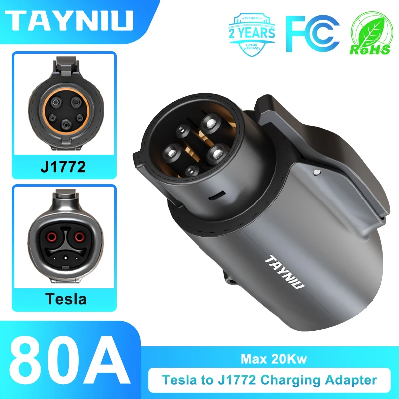 TAYNIU Tesla to J1772 Charging Adapter Max 80 Amp 250V J1772 EV Adapter Tesla Charger Adapter for Tesla High Powered Connectors