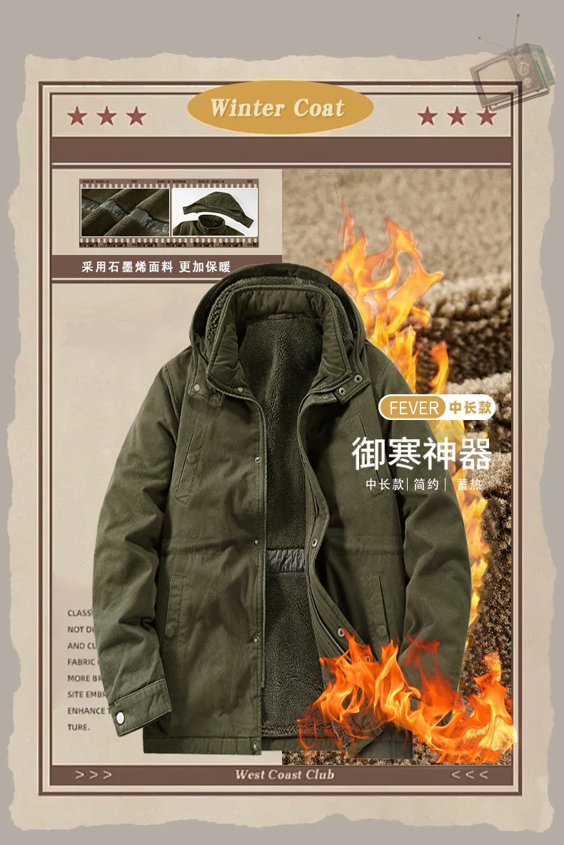 Middle Elderly Mens Pure Cotton Multi Pocket Workwear Jacket Mid Length Loose Windbreaker Spring Autumn Outdoor Windproof Daily