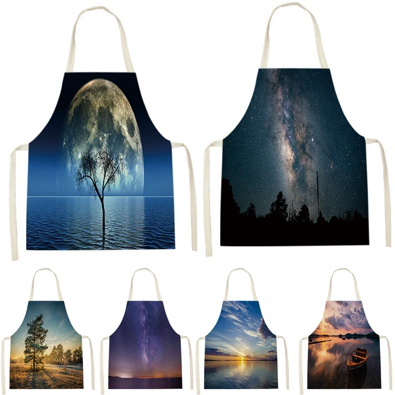 Natural Scenery Waterproof Women's Kitchen Apron, Home Men's Kitchen Apron, Oil-proof Table Top Accessories Roasted Vegetabl