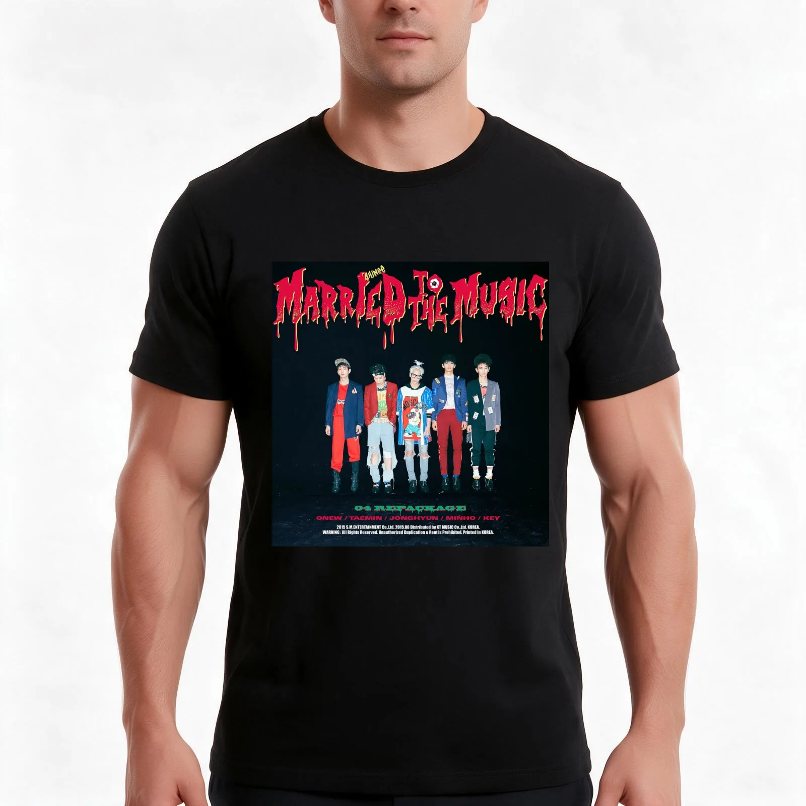 SHINee MARRIED TO THE MUSIC T-Shirt, Summer Casual Cotton Tee, Oversized Streetwear Tops, Vintage Graphic Print, 100% Cotton