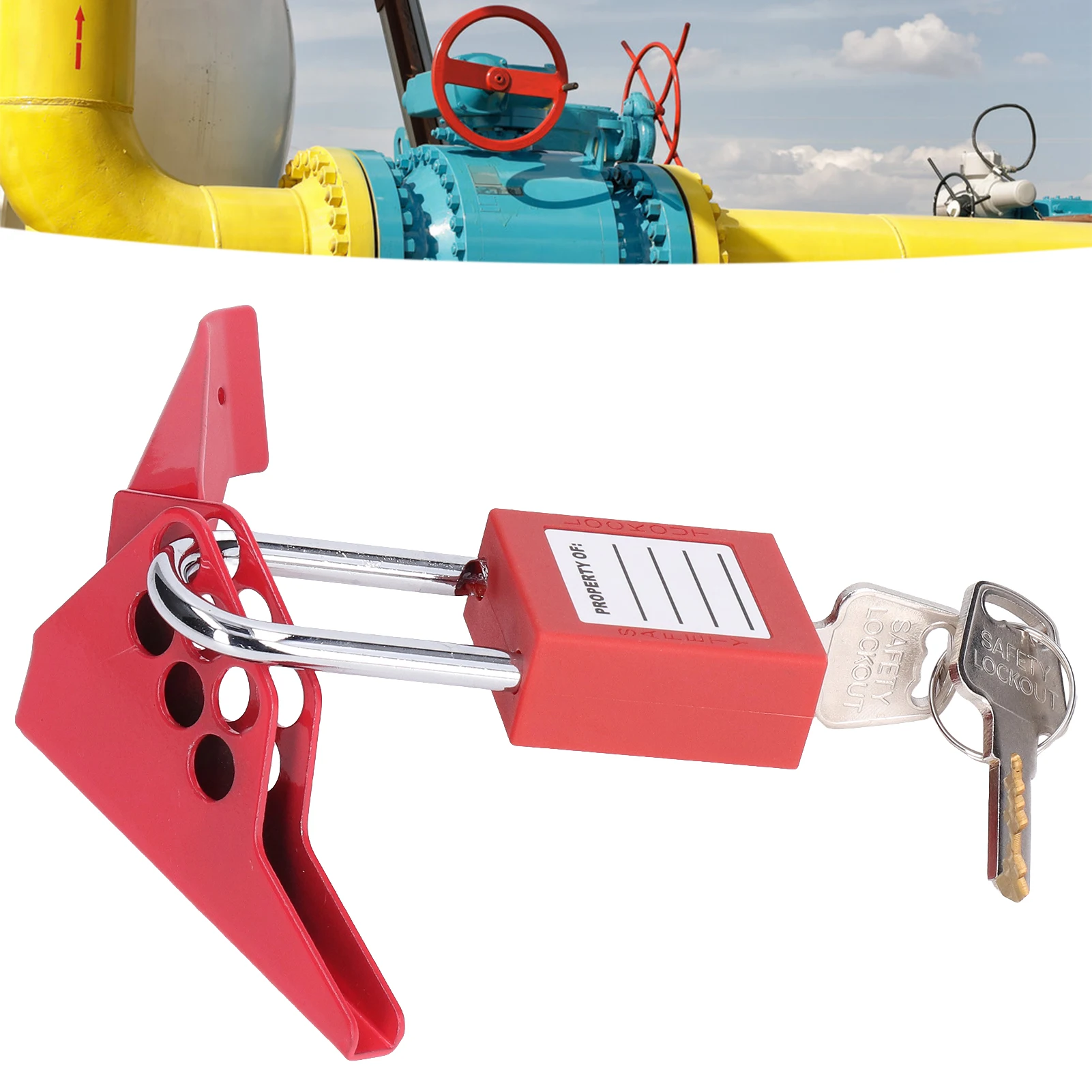 ZK30 Standard Ball Valve Lock Small Industrial Pipeline Handle Ball Valve Lock with 38mm Padlock