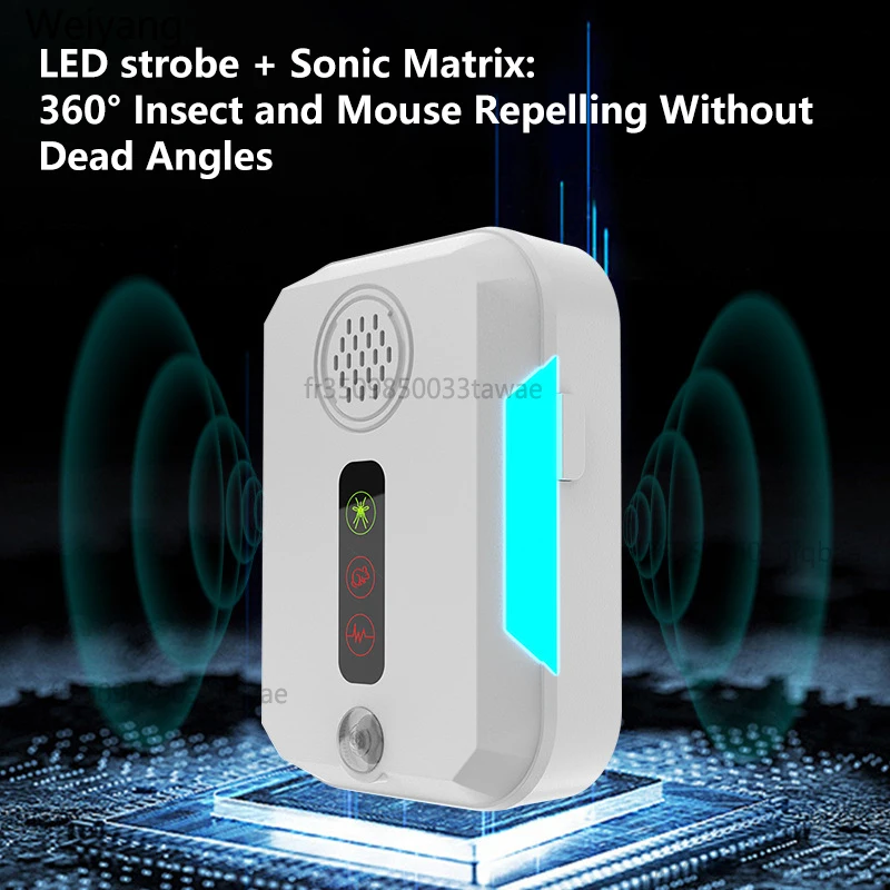 Repelente Ultrasónico de Roedores con Potente Función Repelente de Roedores, 3 Velocidades, Frecuencia Variable, Luz LED Intermitente y Repelente de Roedores 2 en 1 2026