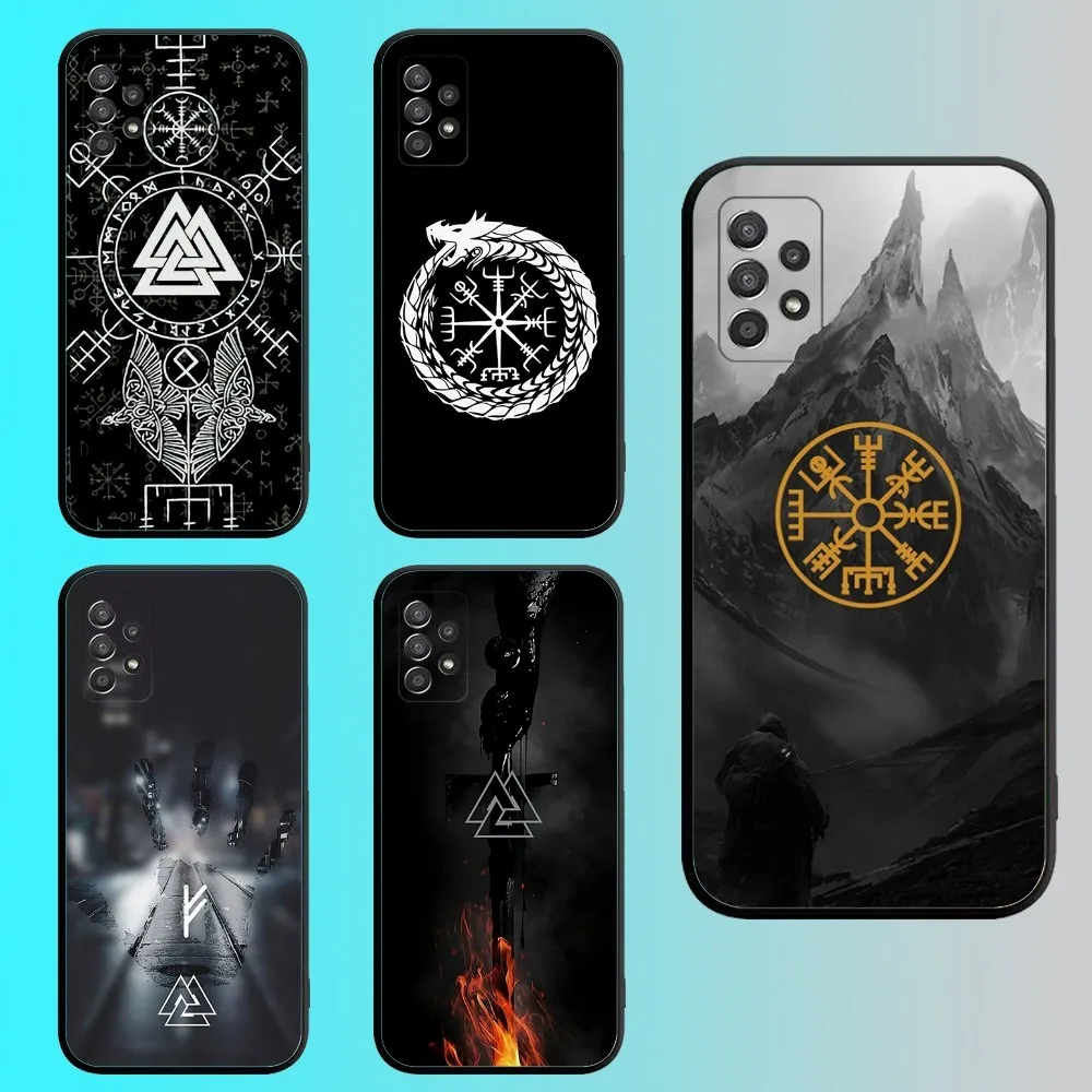 

V-Viking V-Vegvisir Logo Phone Case For Samsung S 25,24,21,22,23,30,20,Ultra,Plus,Fe,Lite,Note,10,9,5G Black Soft