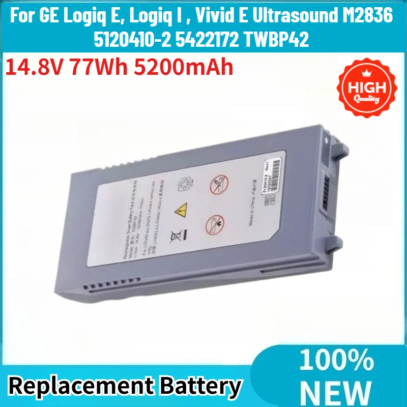 14.8V 77Wh 5200mAh High Quality Replacement Battery for GE Logiq E, Logiq I , Vivid E Ultrasound M2836 5120410-2 5422172 TWBP42