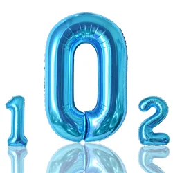 40英寸 Blue Digital Aluminum Foil Balloon (0-9) for Birthday Party, Graduation, Gender Reveals, Weddings, Baby Shower