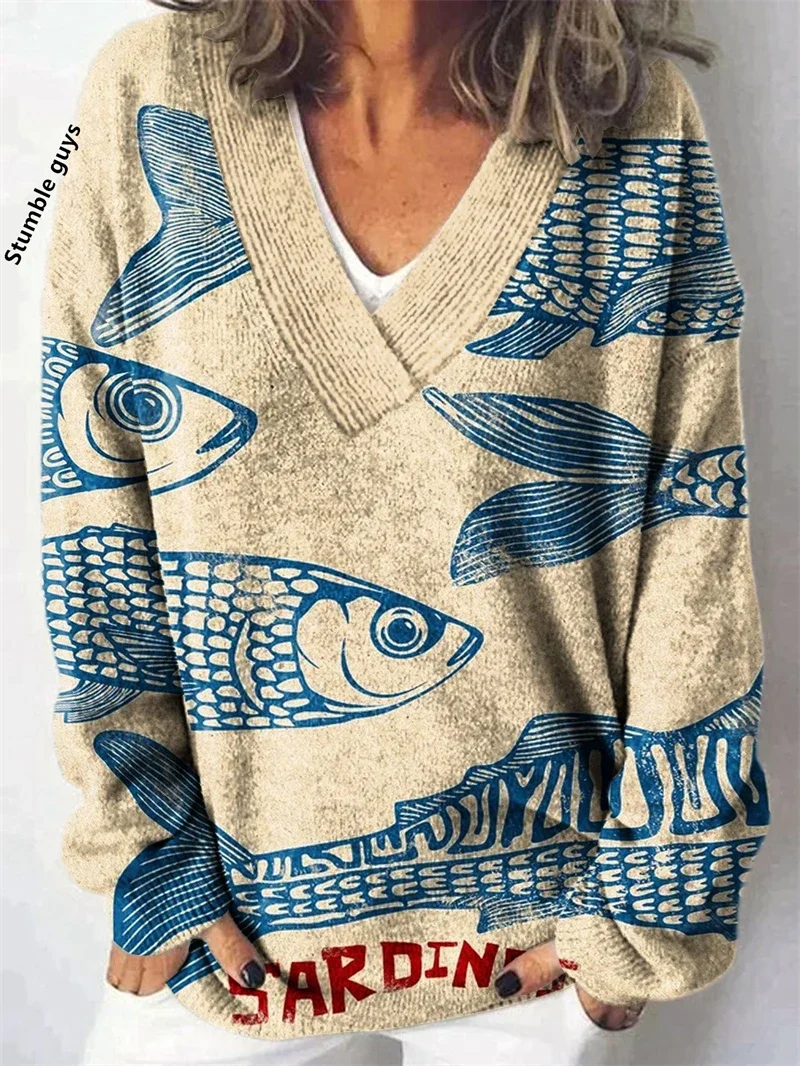 

Women's Autumn Winter Christmas Print Sweater Fashion Casual Warm Deer Dog Snowman Y2K European American Knit Top​