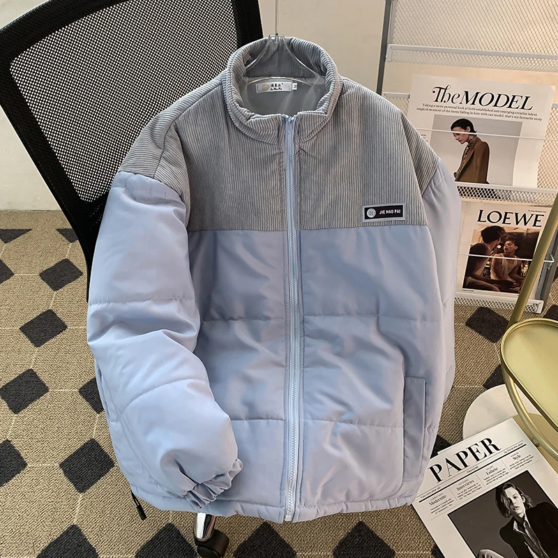 

Winter New Men's Texture Color Blo Stand Collar Cotton Jaet American Trendy Corduroy Versatile Bread Coat Youth Faion