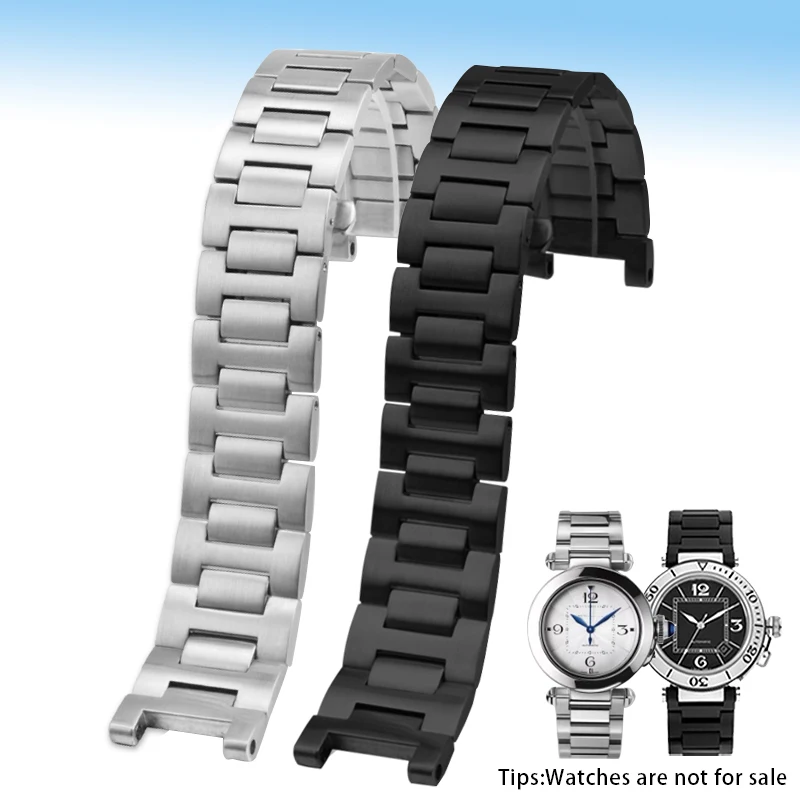 

18*10mm 20*12mm 22*14mm Solid Stainless Steel Watchband For Cartier PASHA Series WSPA0013 W31077U2 Concave Replacement Strap
